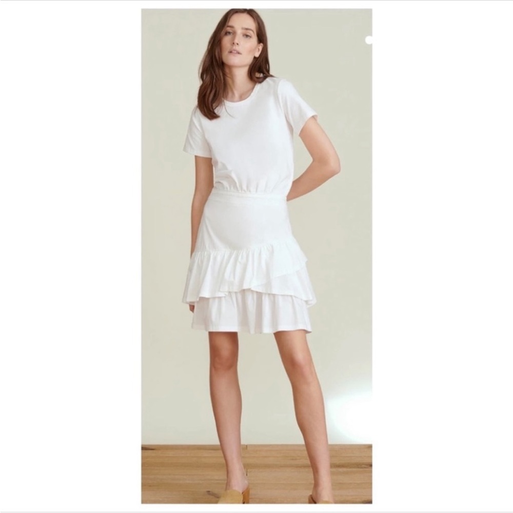 Veronica Beard White Tiered Mini Dress